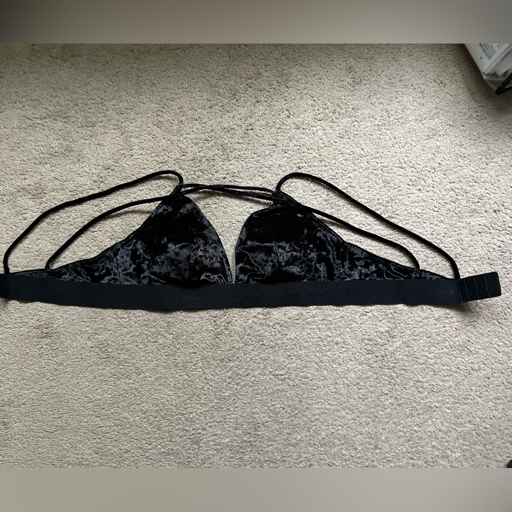 VS PINK Black Velvet Bralette
